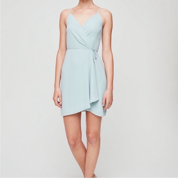 Aritzia Babaton Wrap Dress Light Blue Size Small - Picture 2 of 8